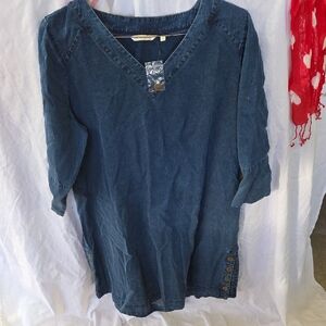 Soft Surroundings Washed Indigo V‑Neck Tunic